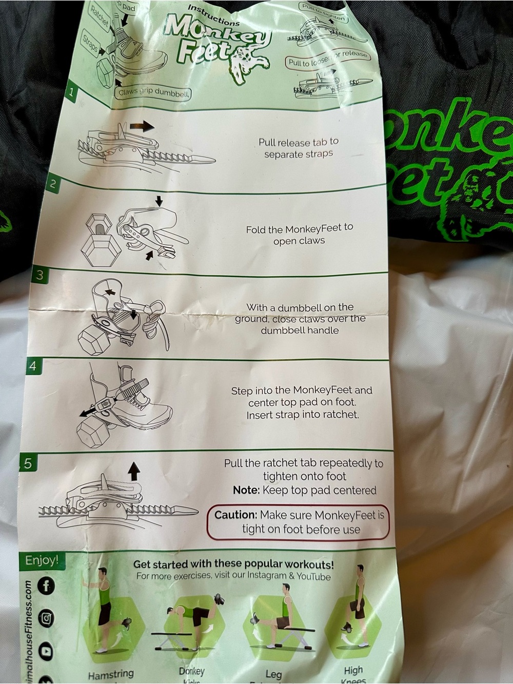 MonkeyFeet Dumbbell Attachment Bindings with Green Logo - Picture 5 of 5